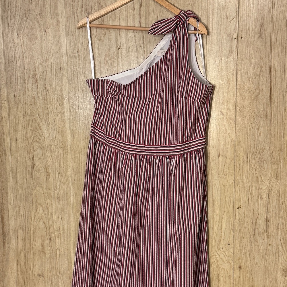 NWT Loft One Shoulder Seersucker dress